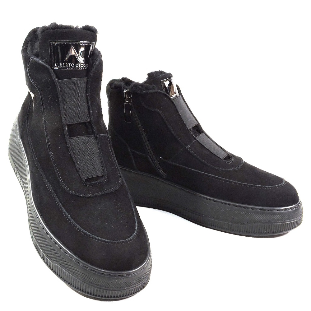 ALBERTO CICCIOLI 🇮🇹 WOMEN'S BLACK SOFT SUEDE FLAT ANKLE COMFORT BOOTIES